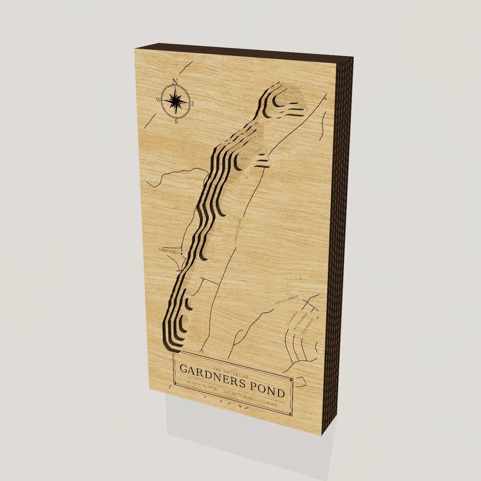 Gardners Pond 3D wood map, hero view