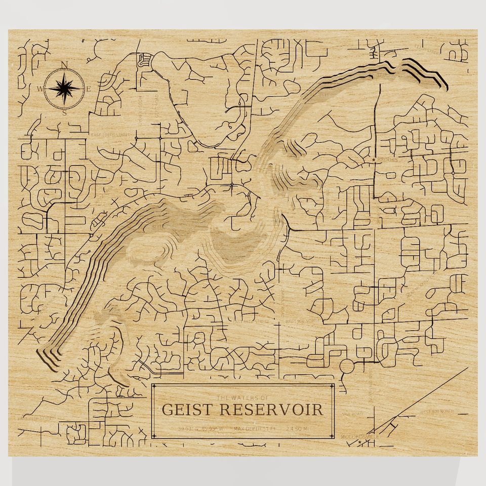 Geist Reservoir 3D wood map, front view