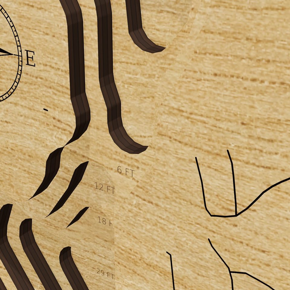 Gleason Lake 3D wood map, detail view
