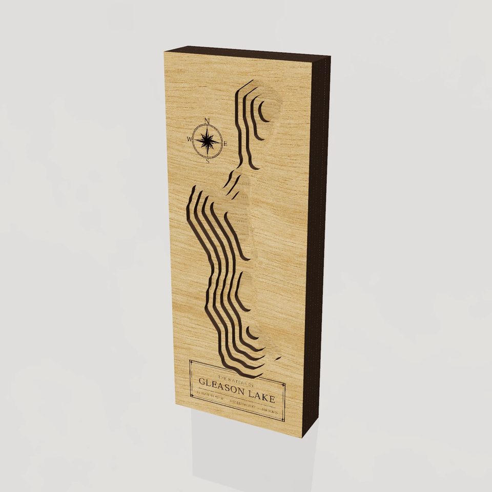 Gleason Lake 3D wood map, hero view
