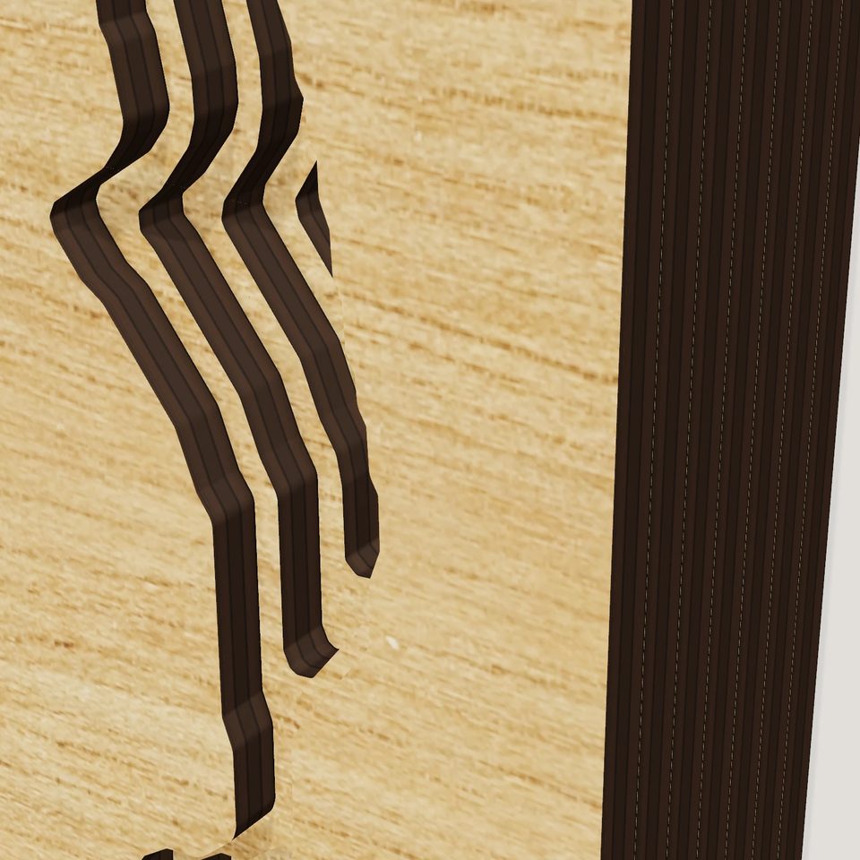 Glendale Lake 3D wood map, detail view