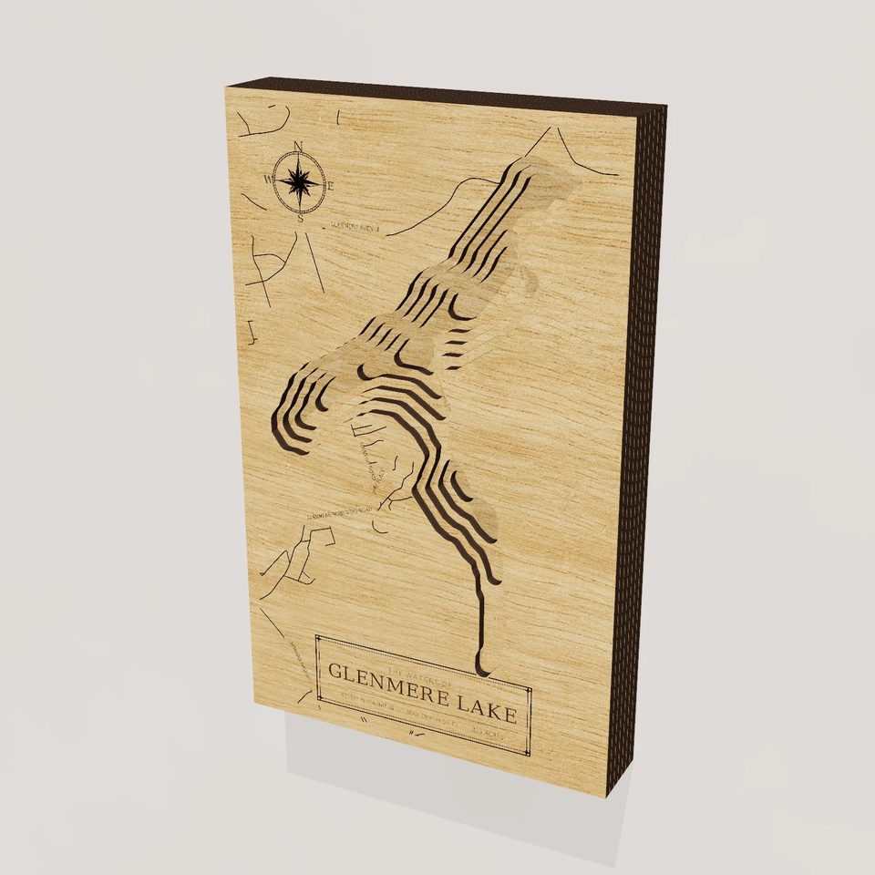 Glenmere Lake 3D wood map, hero view