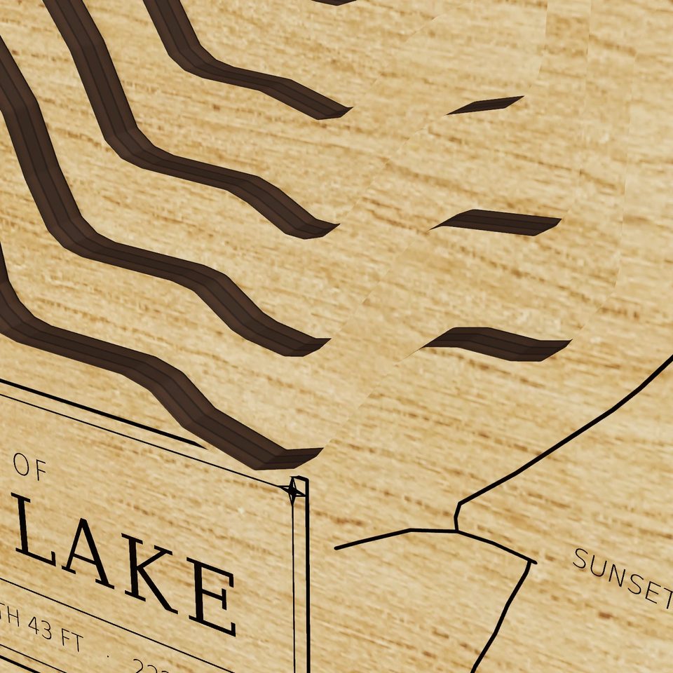 Golden Lake 3D wood map, detail view