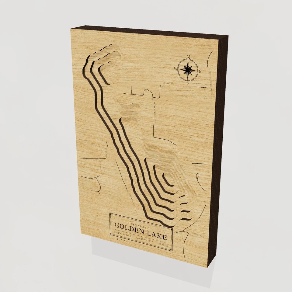 Golden Lake 3D wood map, hero view