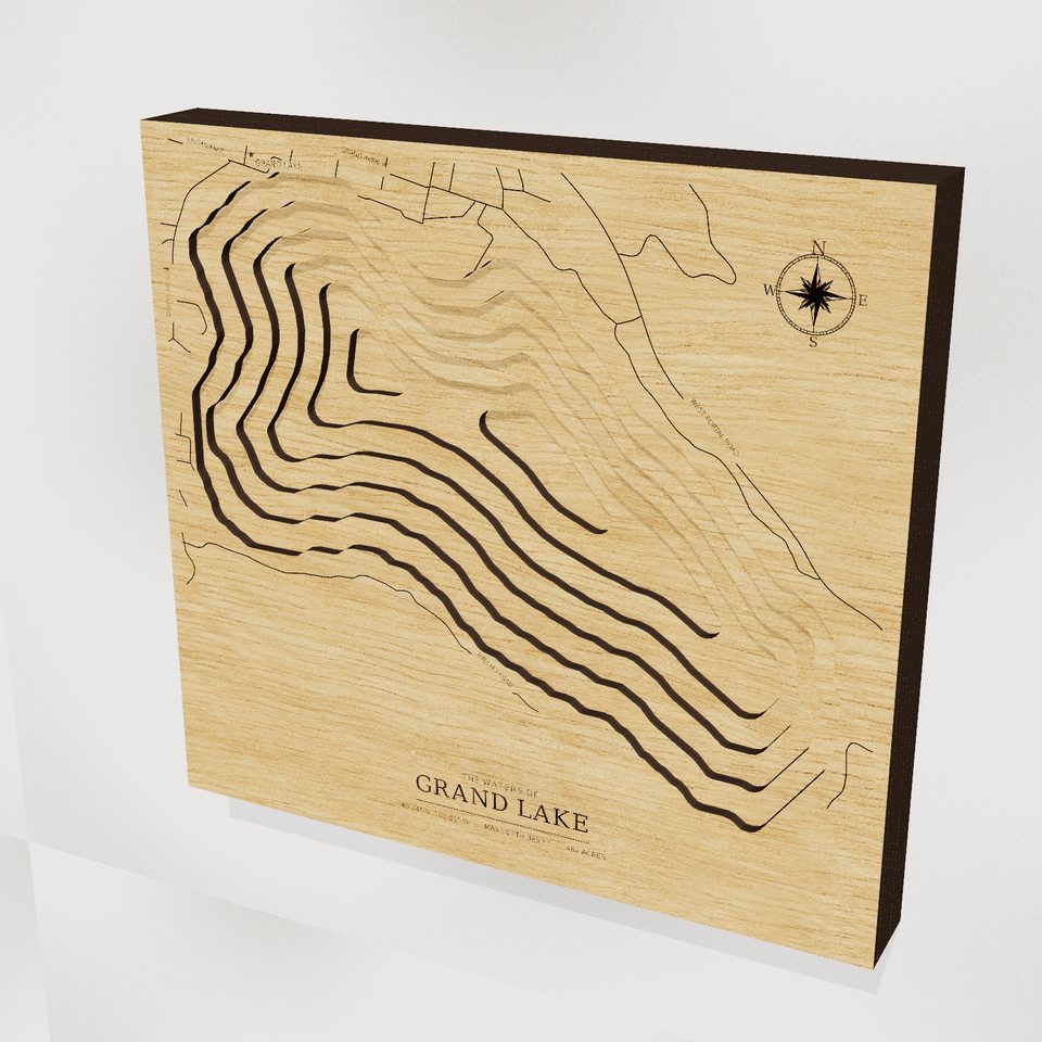 Grand Lake 3D wood map, hero view