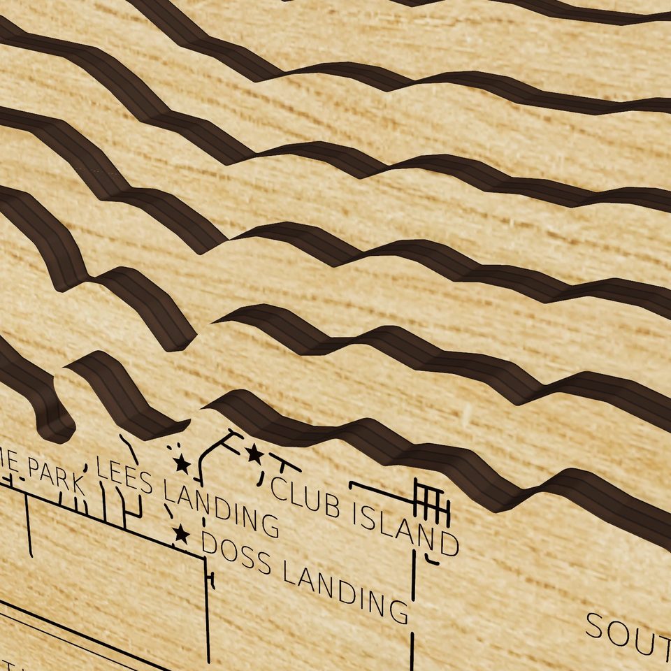 Grand Lake–Saint Marys 3D wood map, detail view