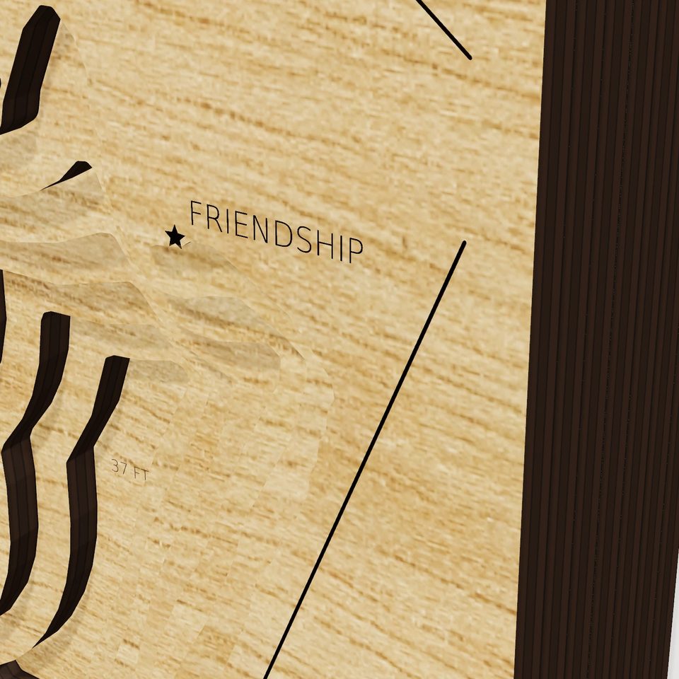 Granger Lake 3D wood map, detail view