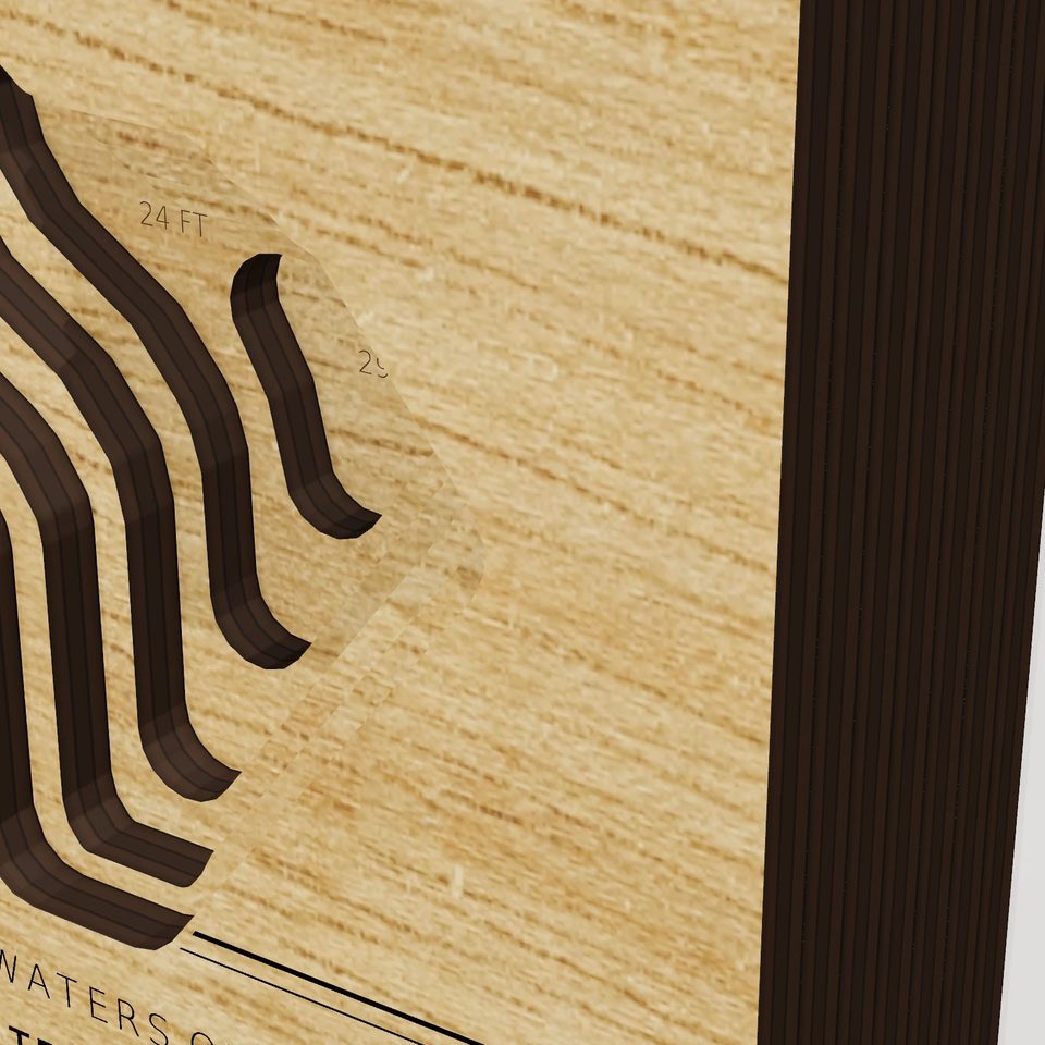 Grant Lake 3D wood map, detail view
