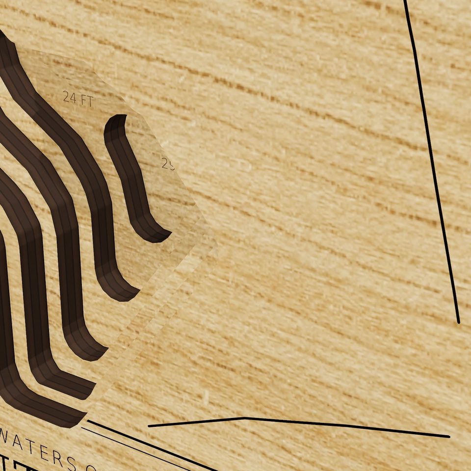 Grant Lake 3D wood map, detail view
