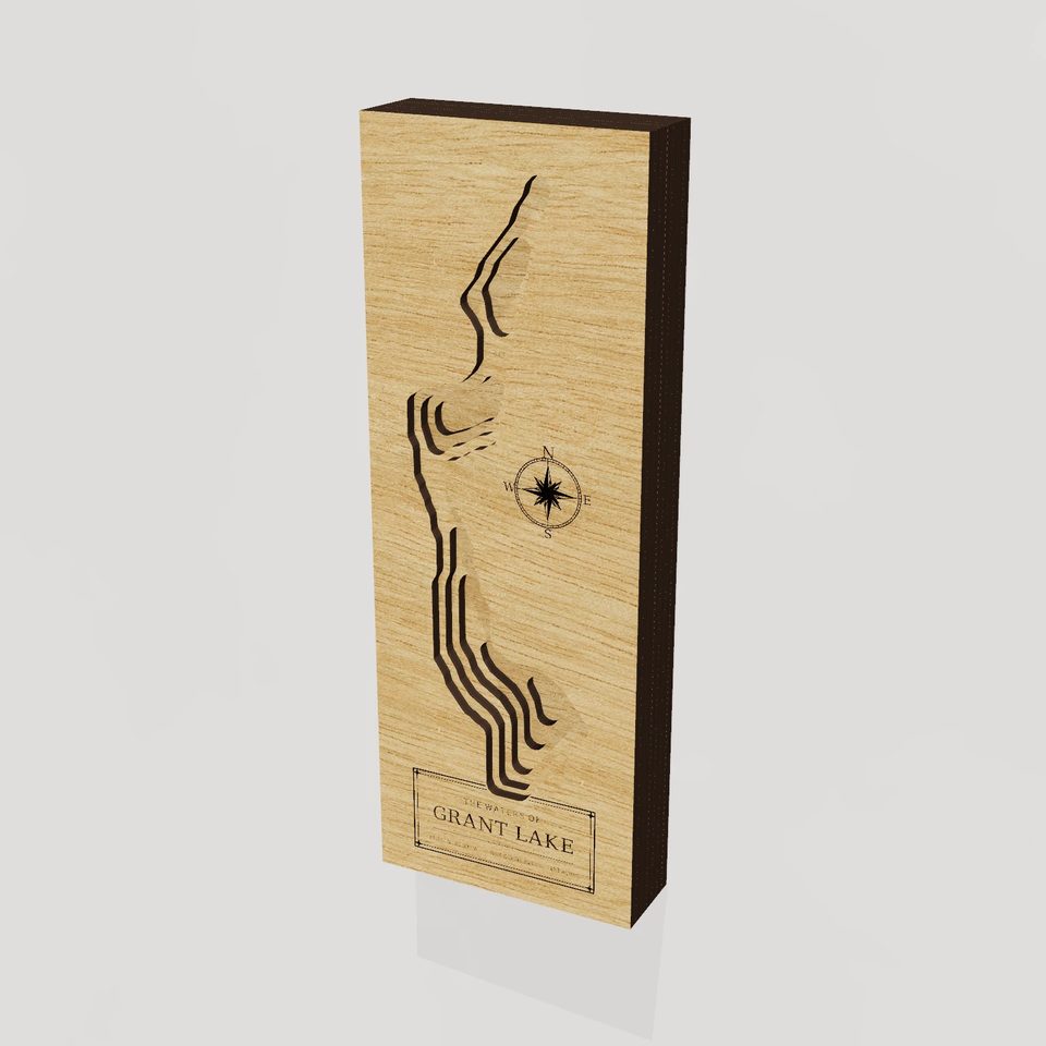 Grant Lake 3D wood map, hero view