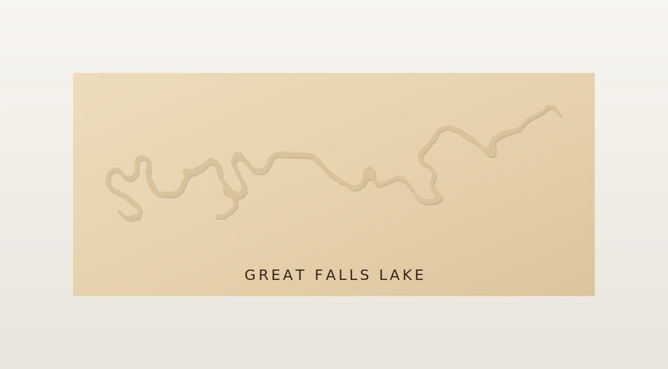 Great Falls Lake 3D wood map, preview view