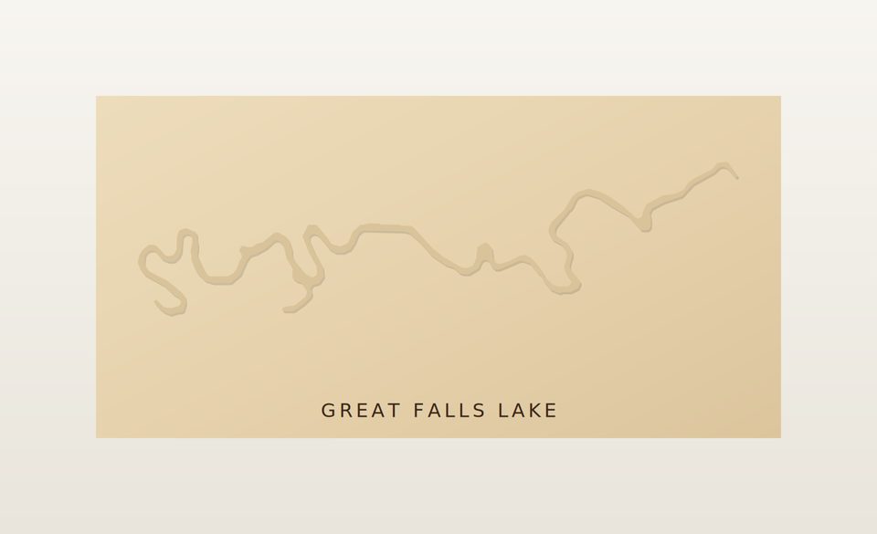 Great Falls Lake 3D wood map, preview view