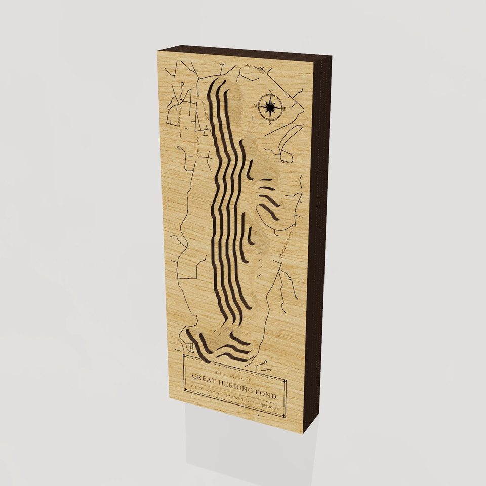 Great Herring Pond 3D wood map, hero view