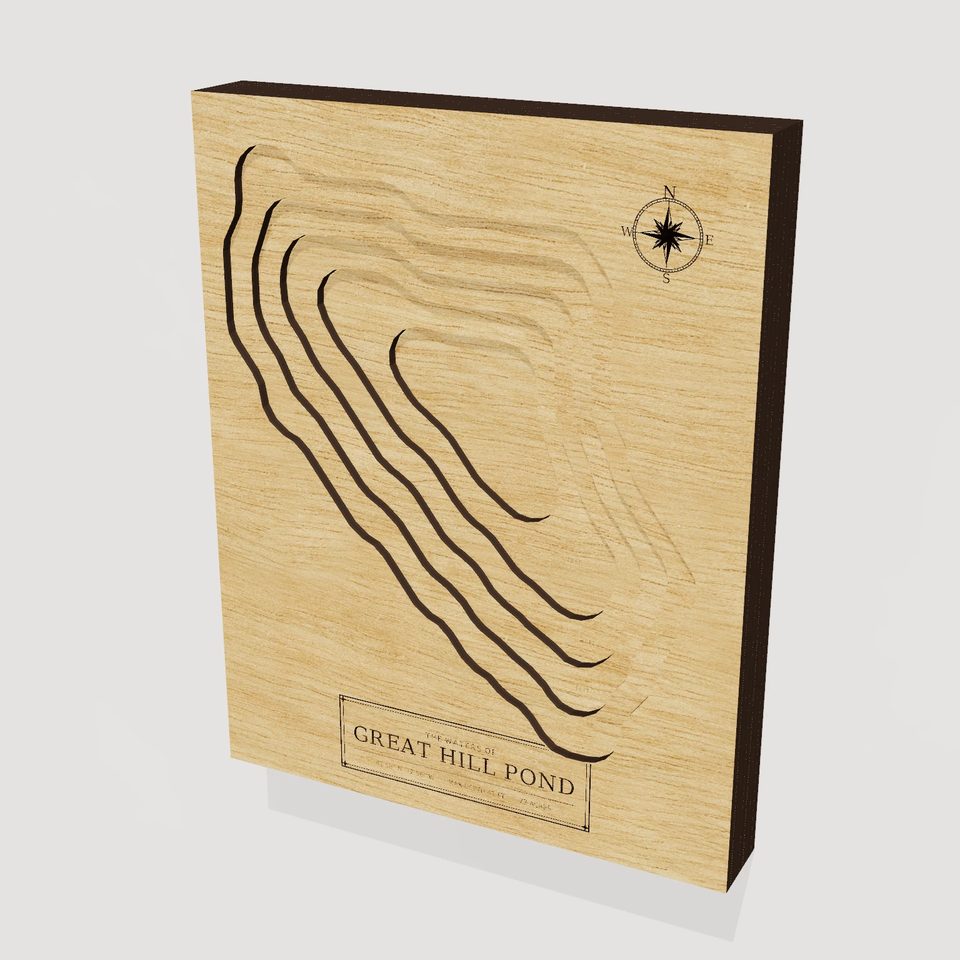 Great Hill Pond 3D wood map, hero view