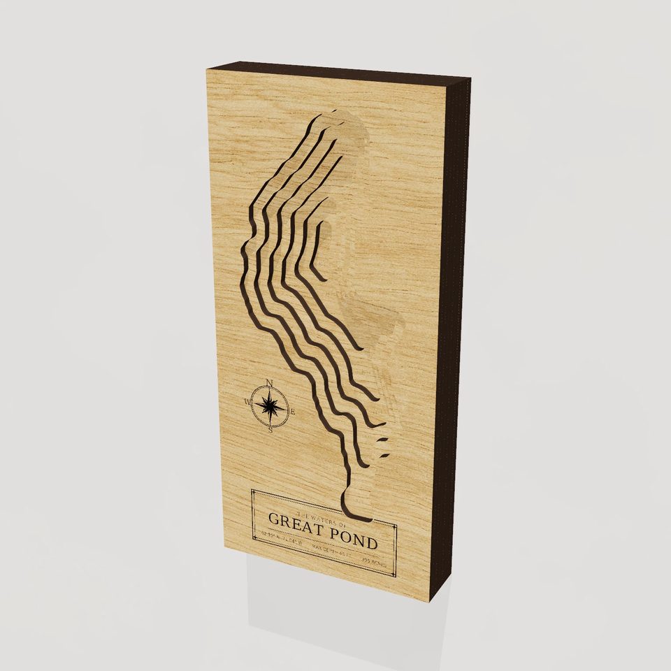 Great Pond 3D wood map, hero view
