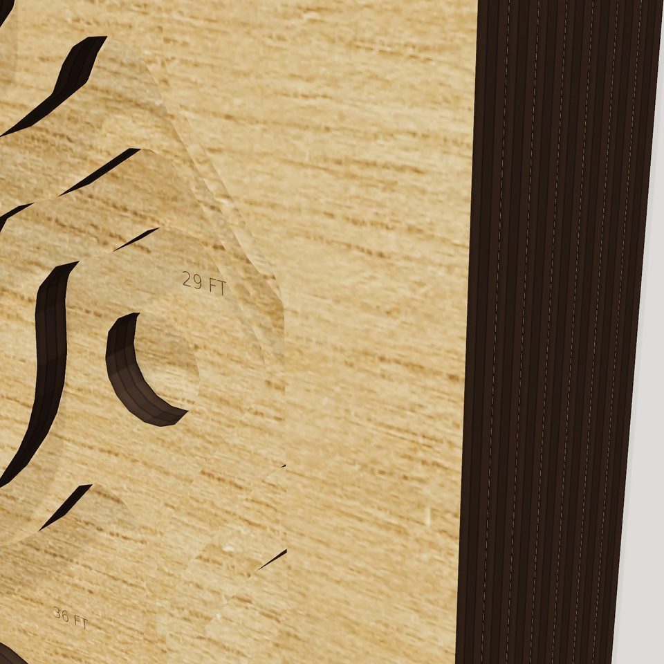 Great Pond 3D wood map, detail view