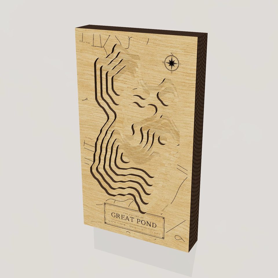 Great Pond 3D wood map, hero view