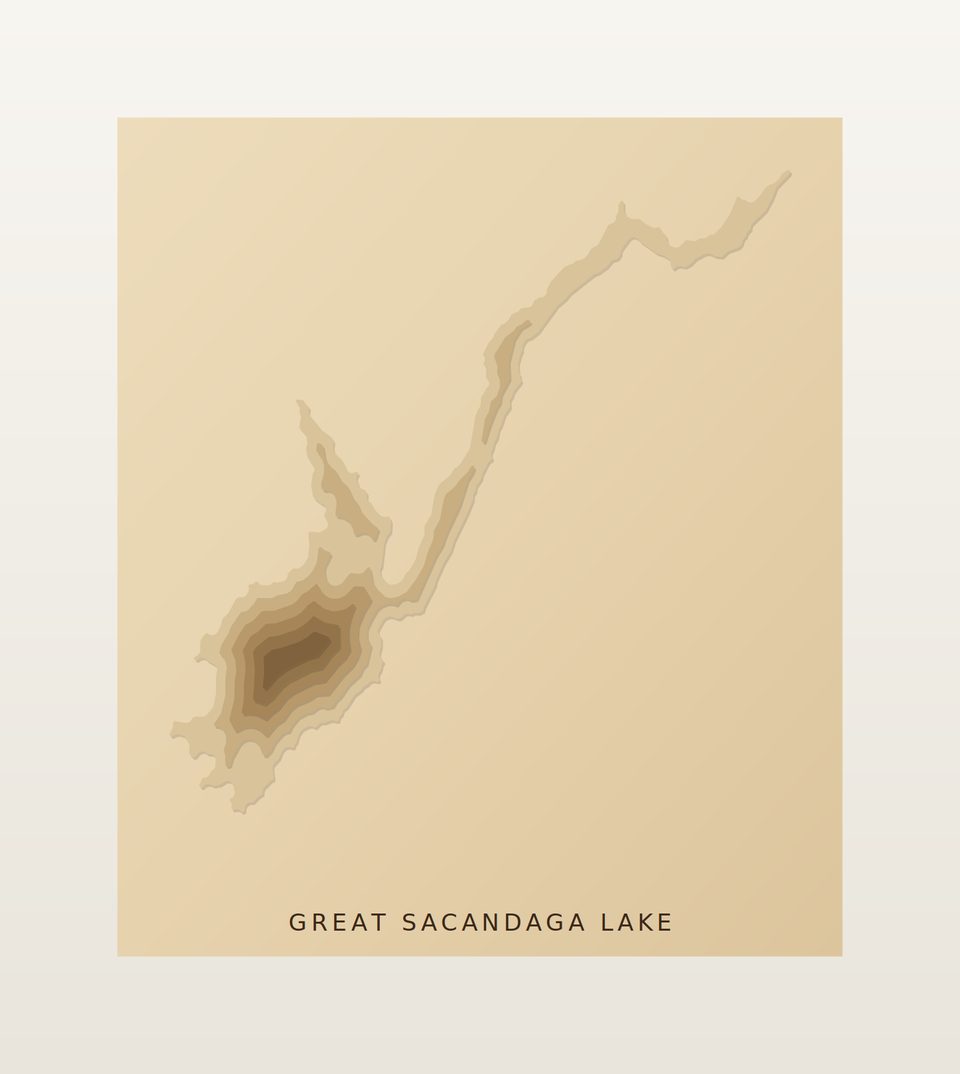 Great Sacandaga Lake 3D wood map, preview view