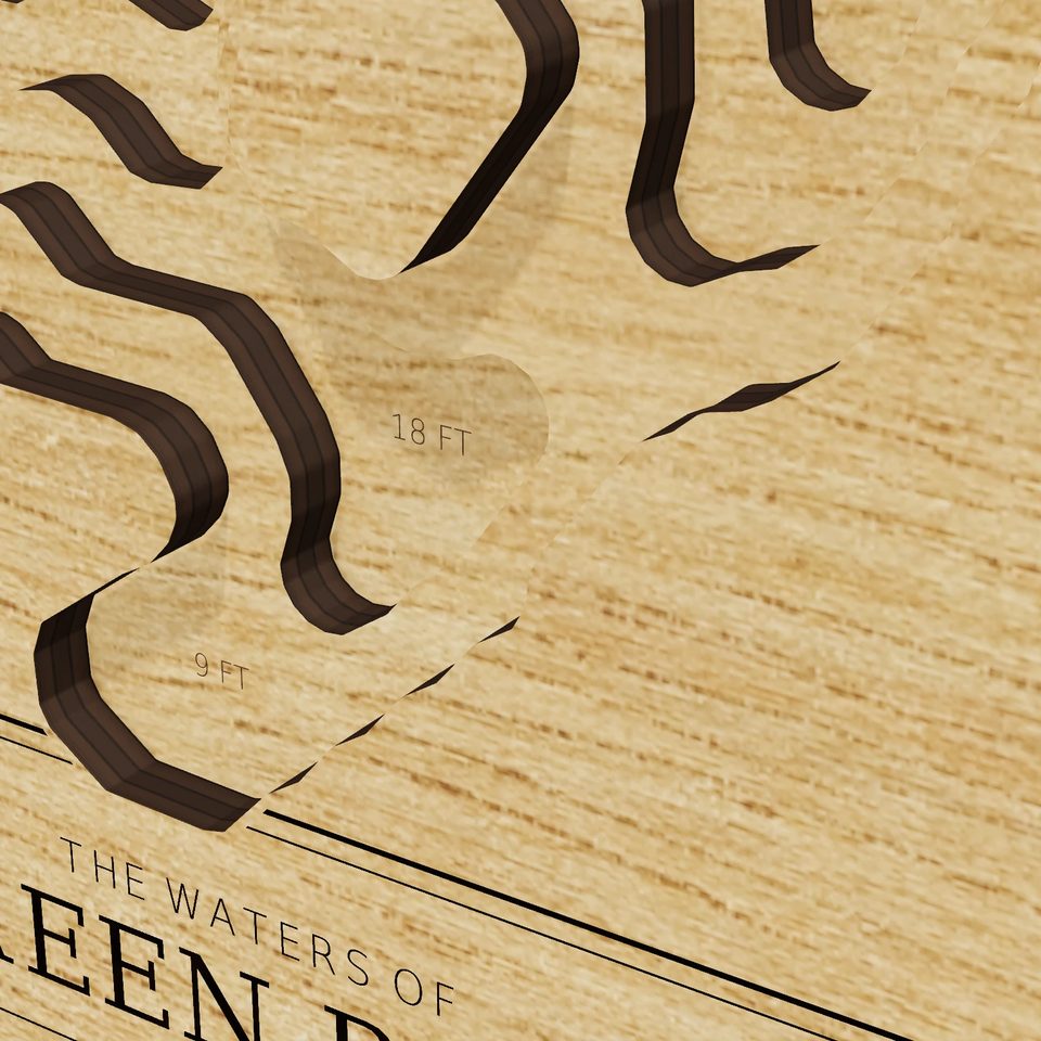 Green Pond 3D wood map, detail view