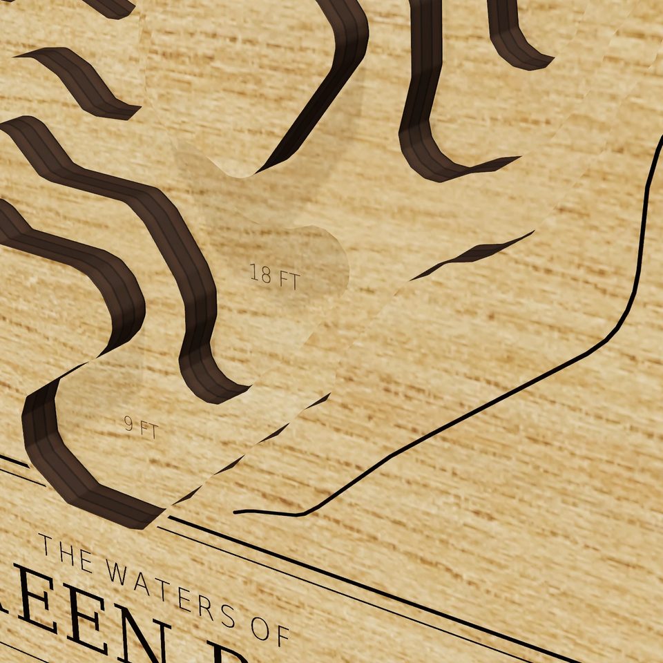 Green Pond 3D wood map, detail view