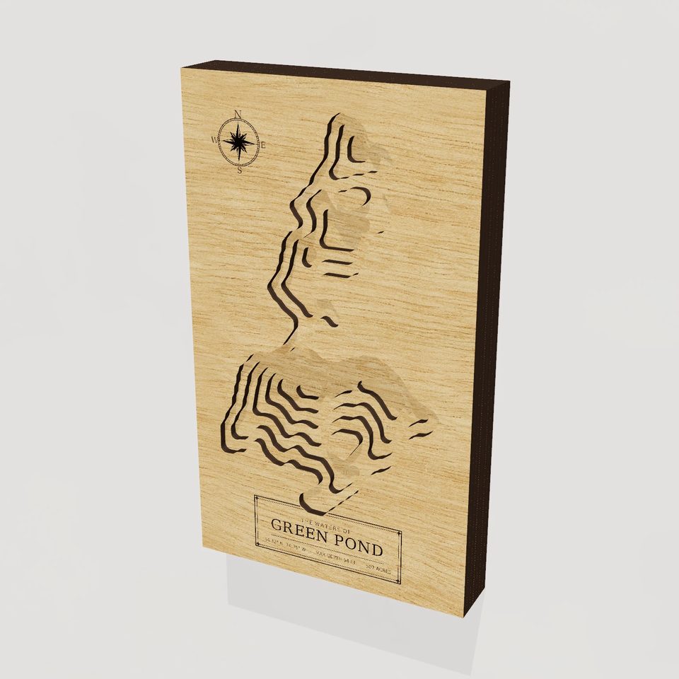 Green Pond 3D wood map, hero view