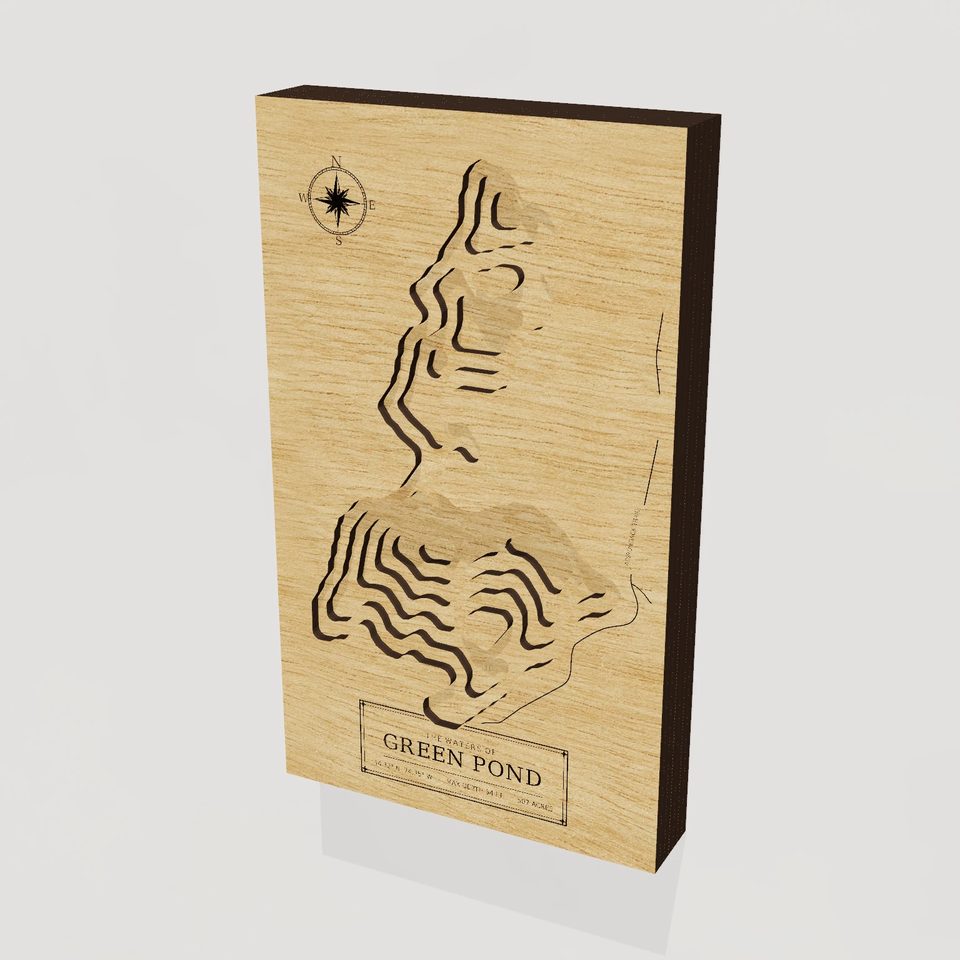 Green Pond 3D wood map, hero view