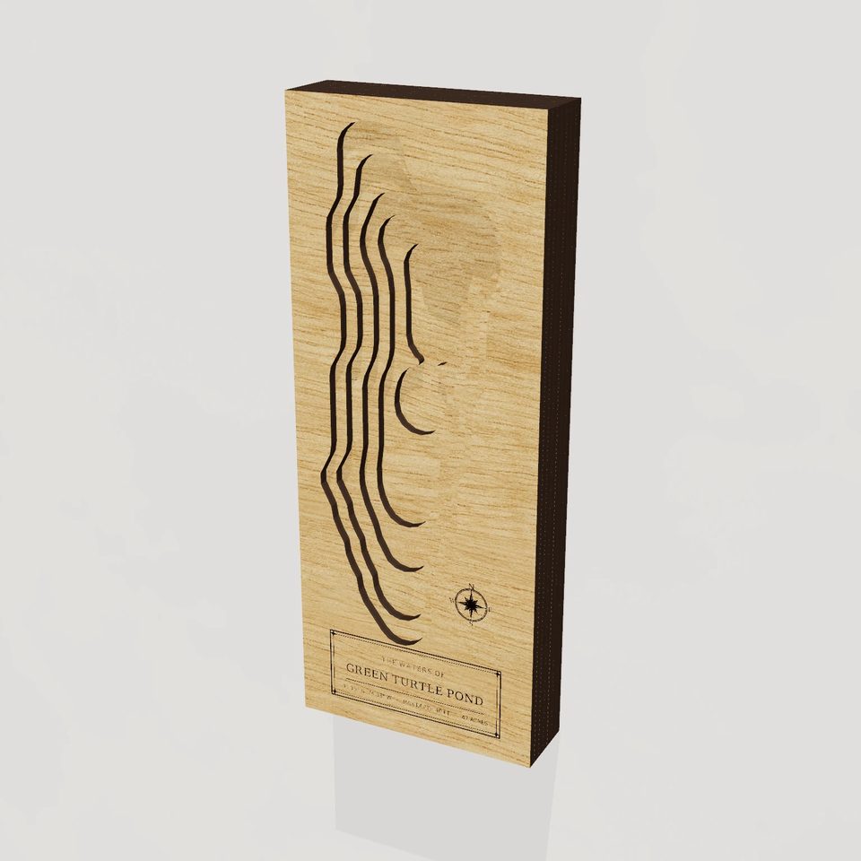 Green Turtle Pond 3D wood map, hero view