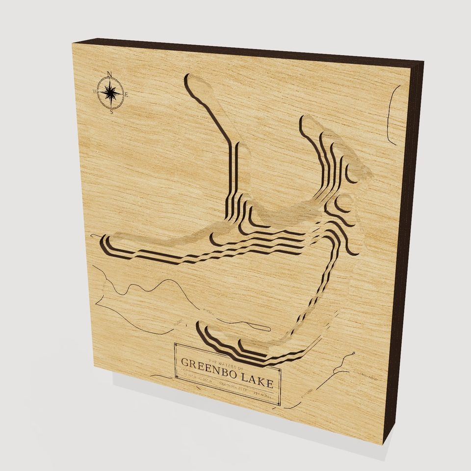 Greenbo Lake 3D wood map, hero view