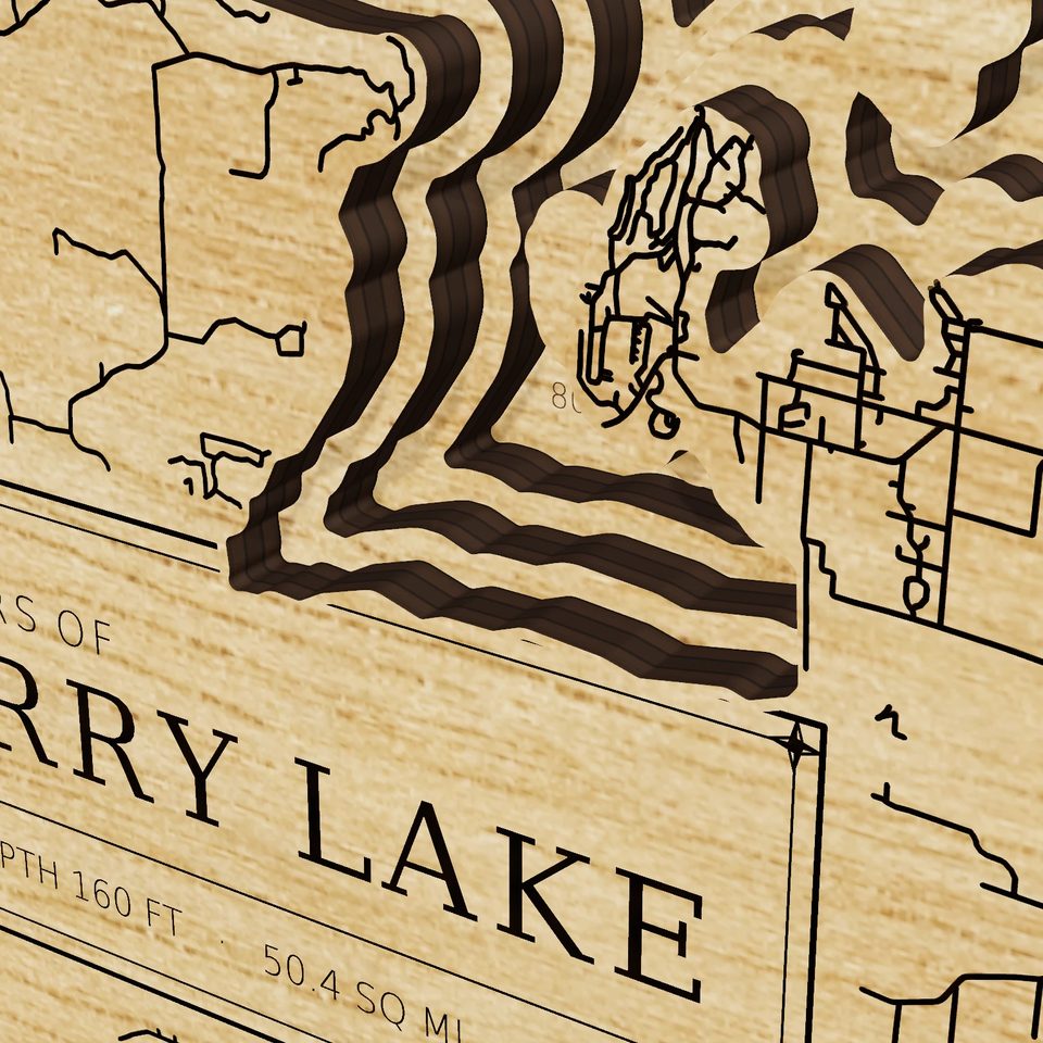 Greers Ferry Lake 3D wood map, detail view