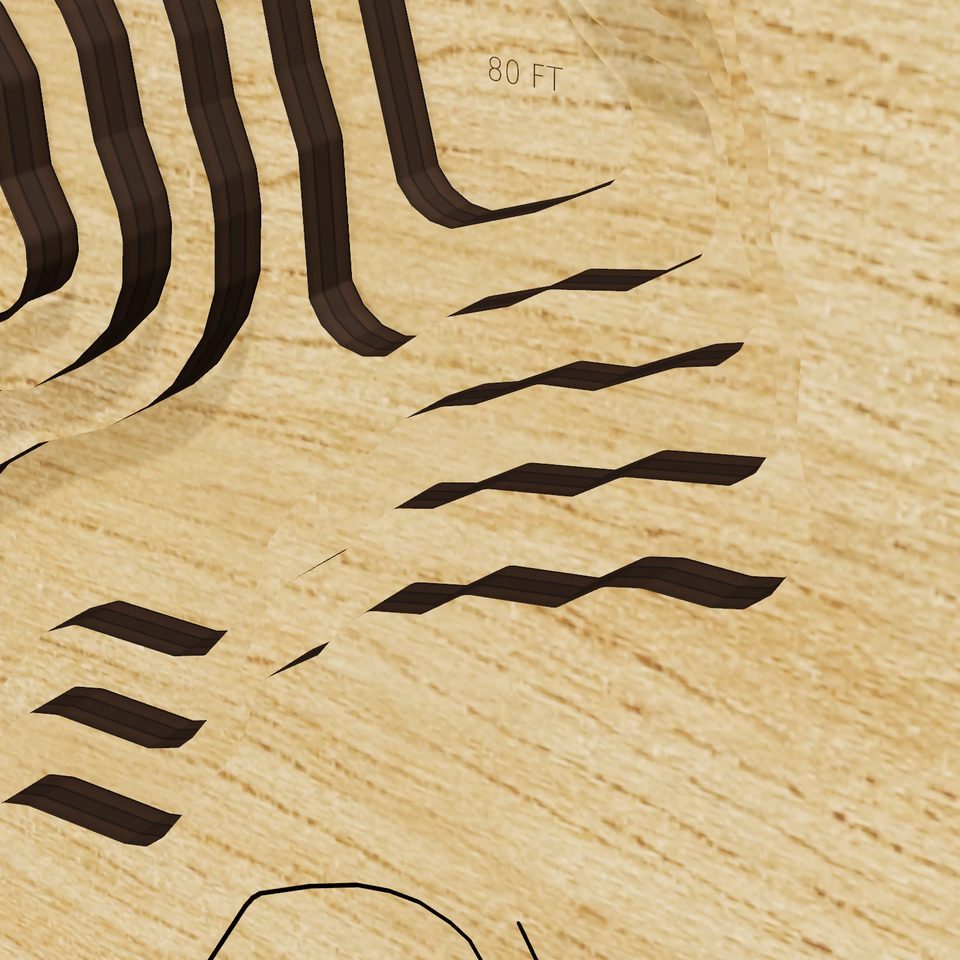 Gross Reservoir 3D wood map, detail view