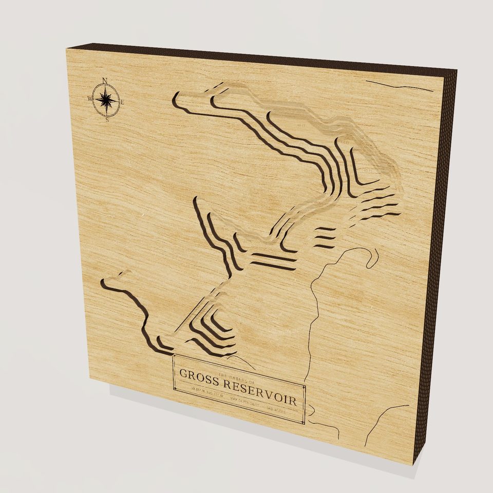 Gross Reservoir 3D wood map, hero view