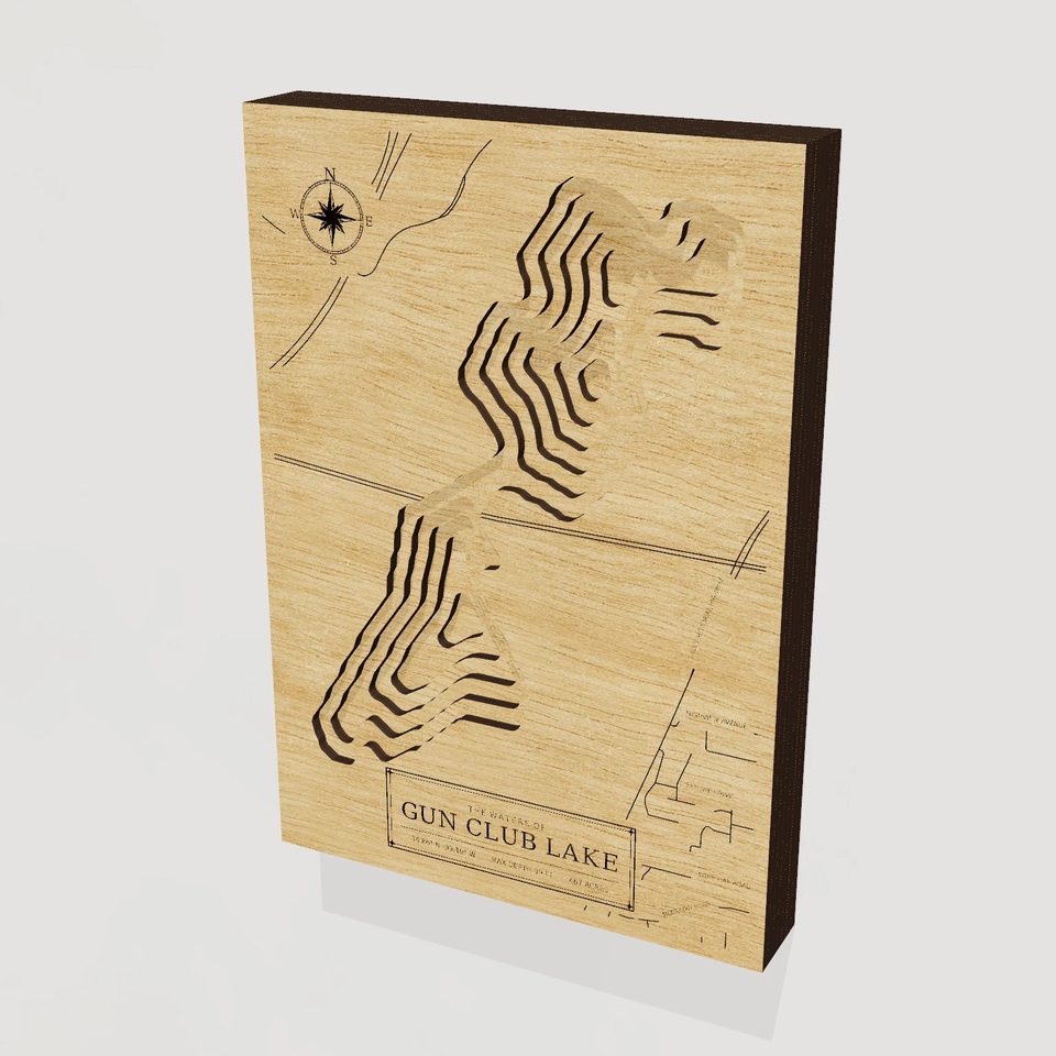 Gun Club Lake 3D wood map, hero view