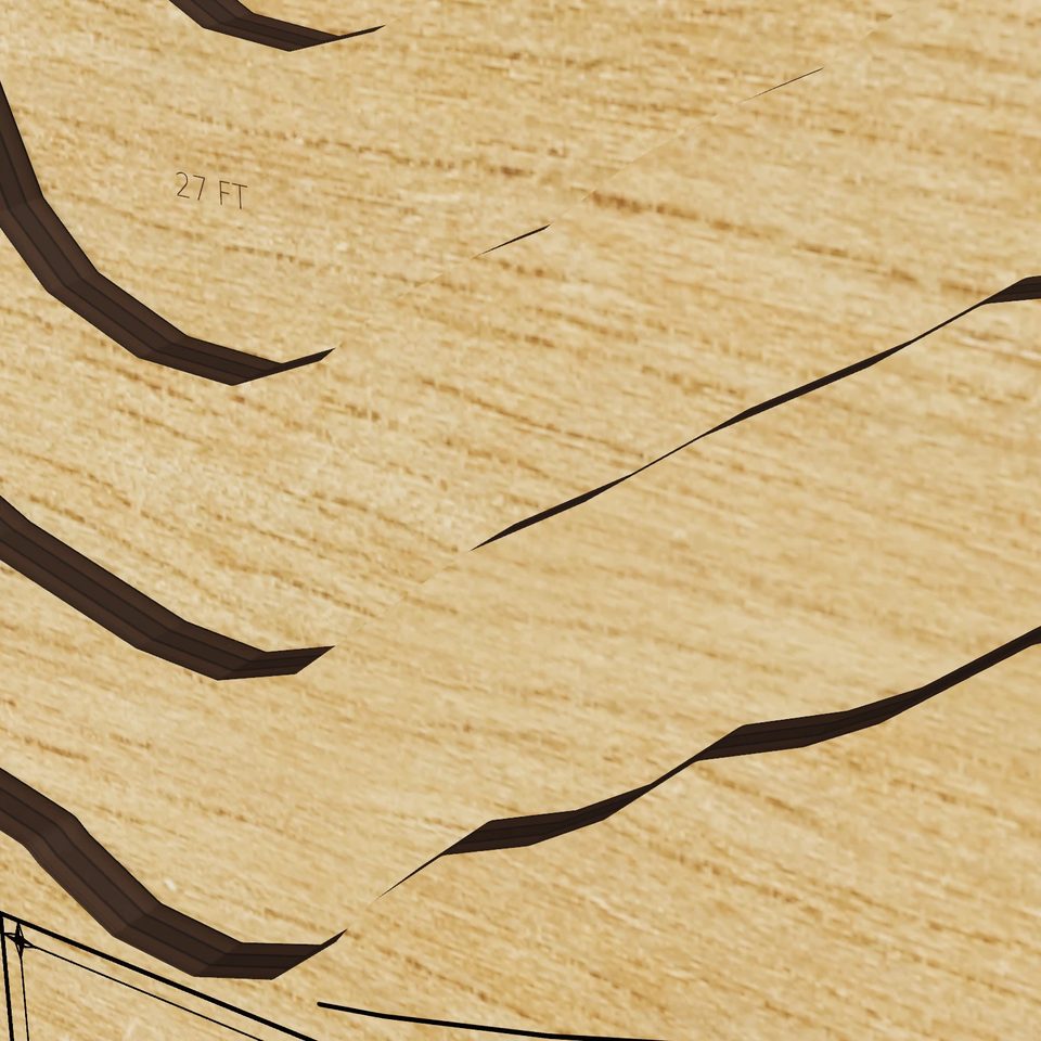 Gun Lake 3D wood map, detail view