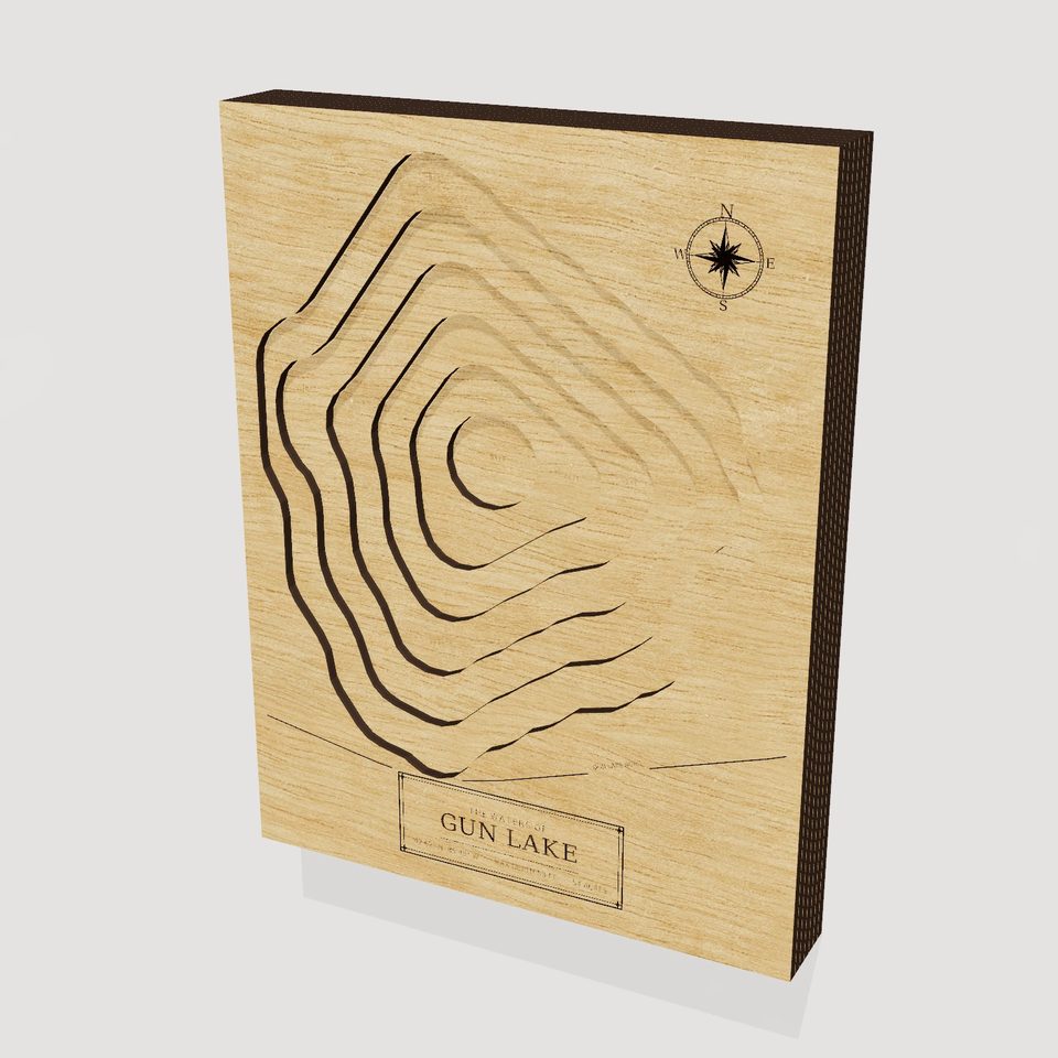 Gun Lake 3D wood map, hero view