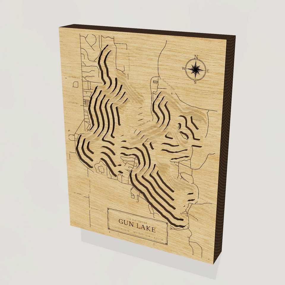 Gun Lake 3D wood map, hero view