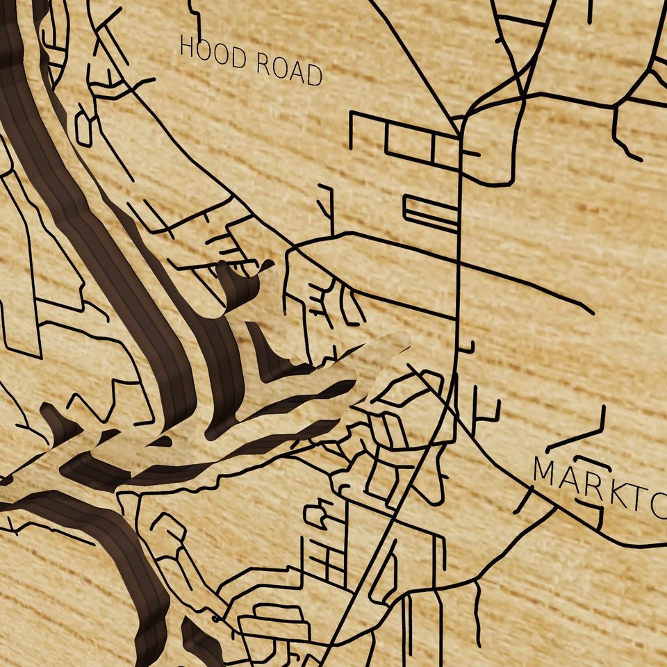 H. Neely Henry Lake 3D wood map, detail view
