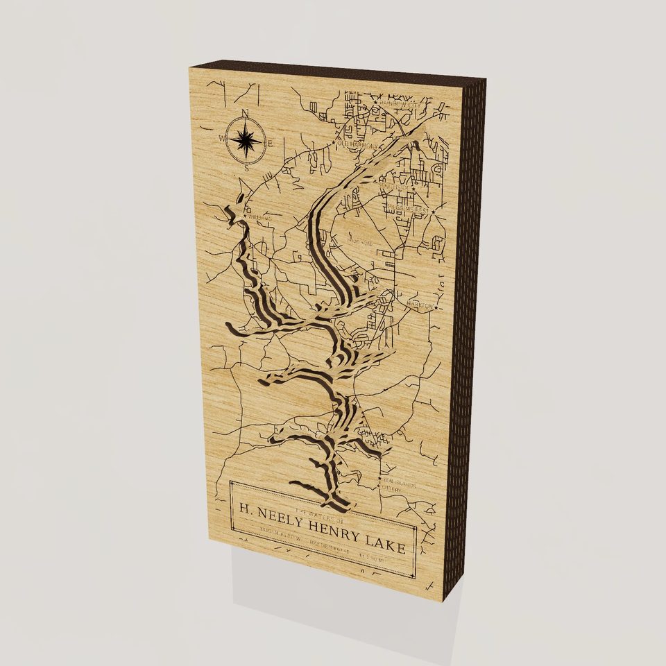 H. Neely Henry Lake 3D wood map, hero view