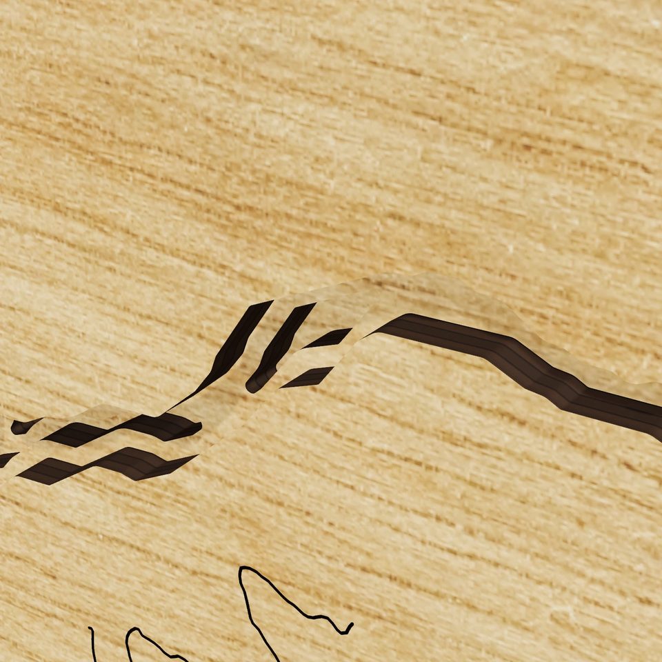 Harry L. Englebright Lake 3D wood map, detail view