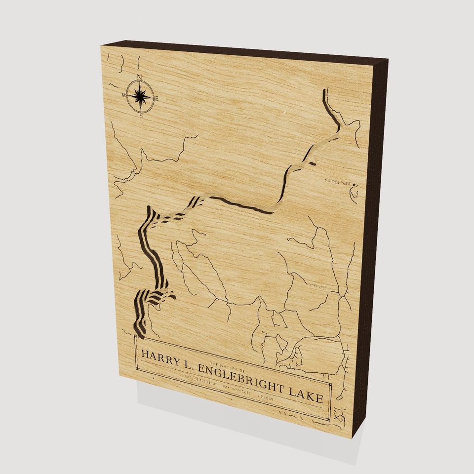 Harry L. Englebright Lake 3D wood map, hero view