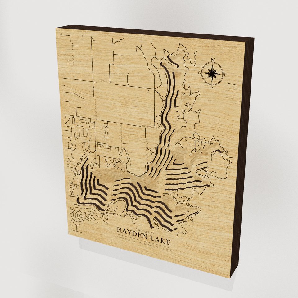 Hayden Lake 3D wood map, hero view