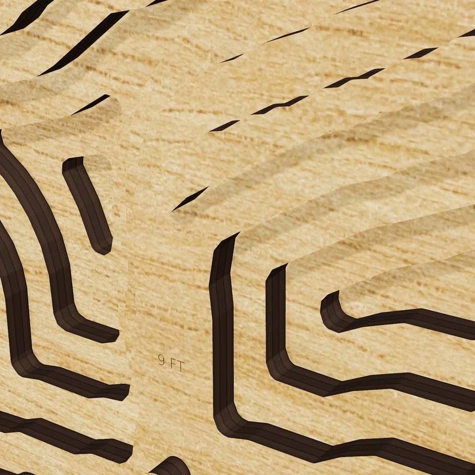 Heidecke Lake 3D wood map, detail view