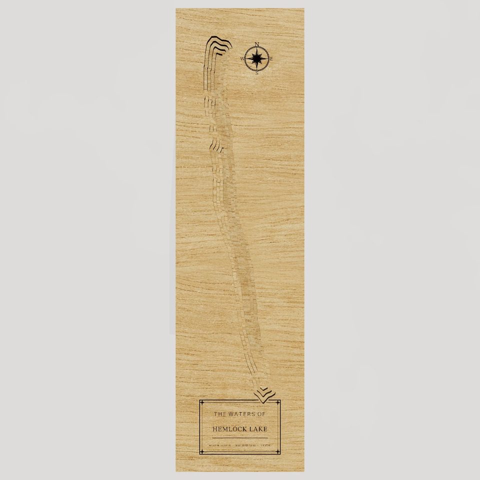 Hemlock Lake 3D wood map, front view