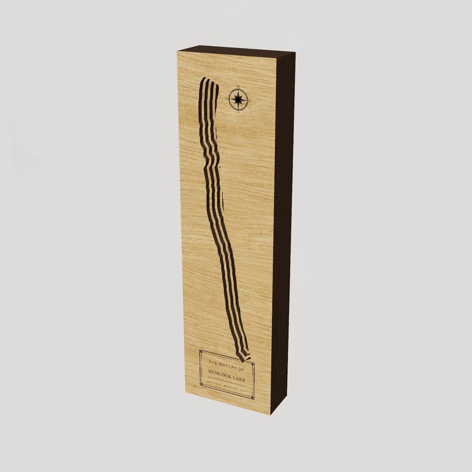 Hemlock Lake 3D wood map, hero view