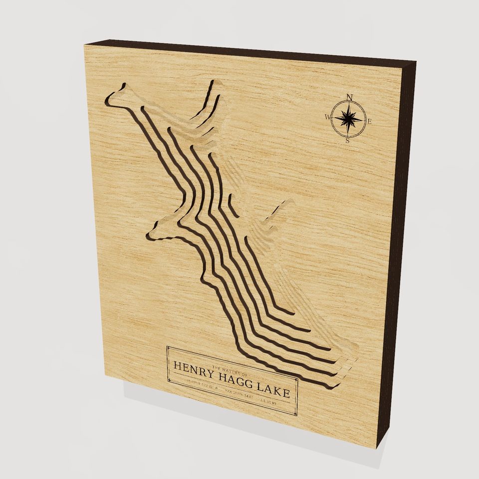 Henry Hagg Lake 3D wood map, hero view