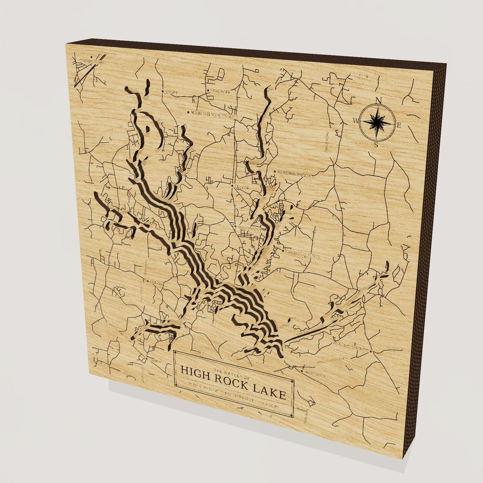 High Rock Lake 3D wood map, hero view