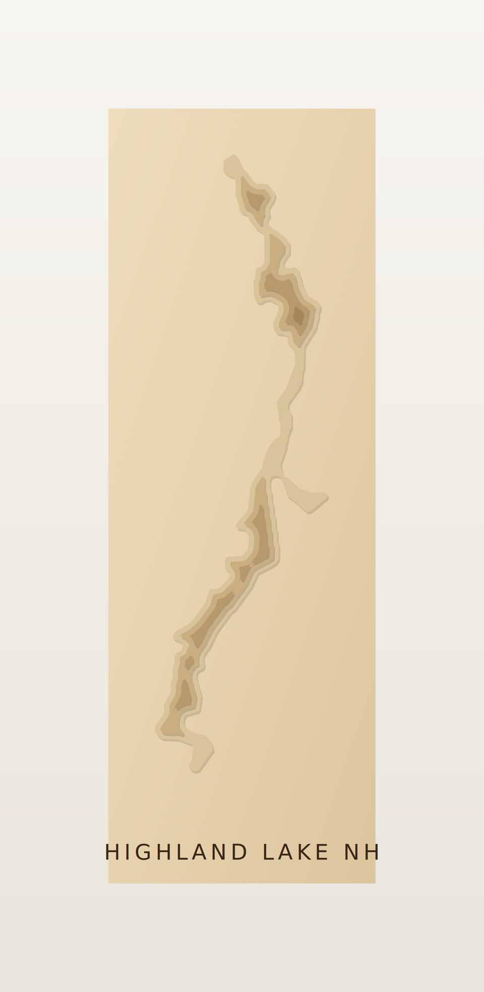 Highland Lake 3D wood map, preview view