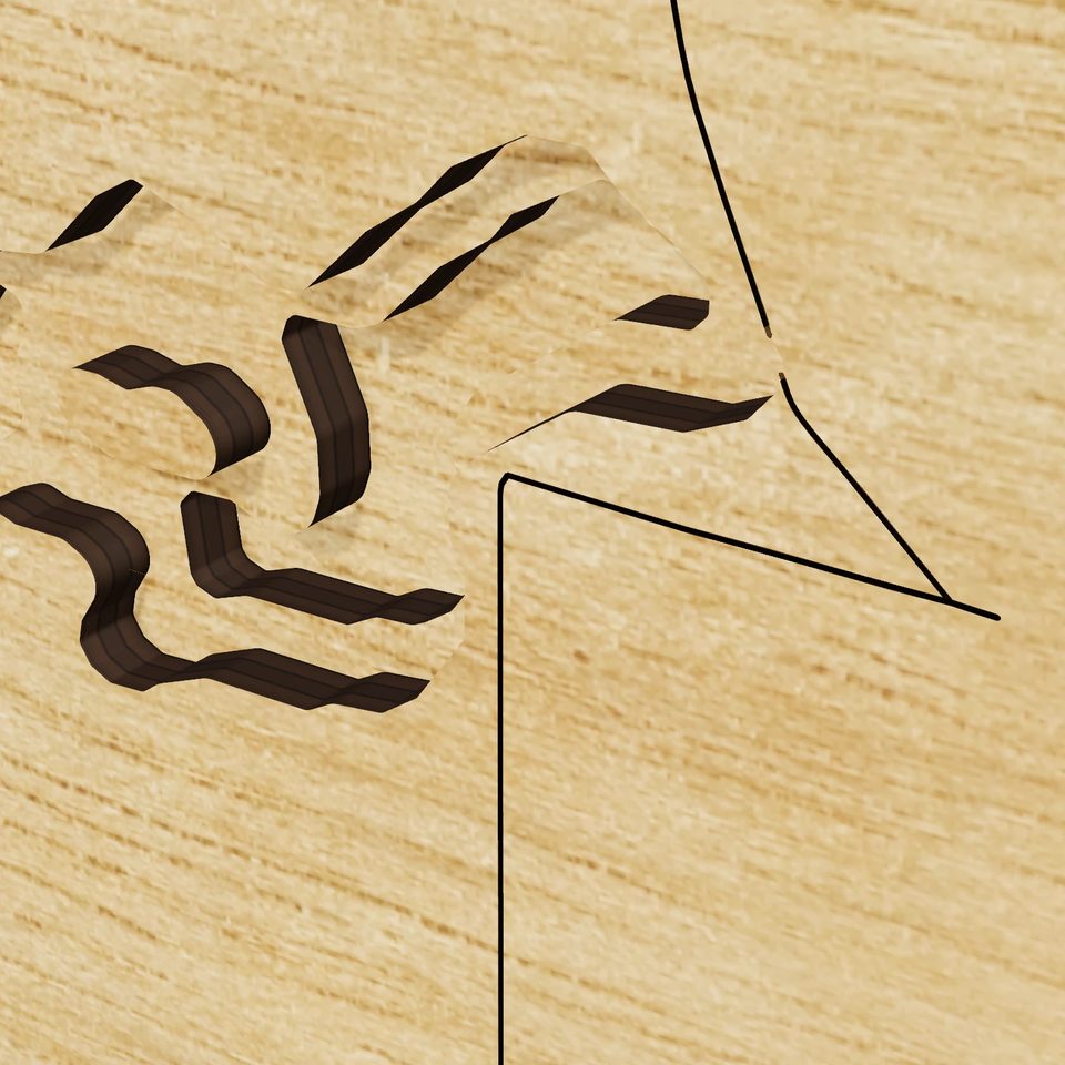 Hills Pond 3D wood map, detail view