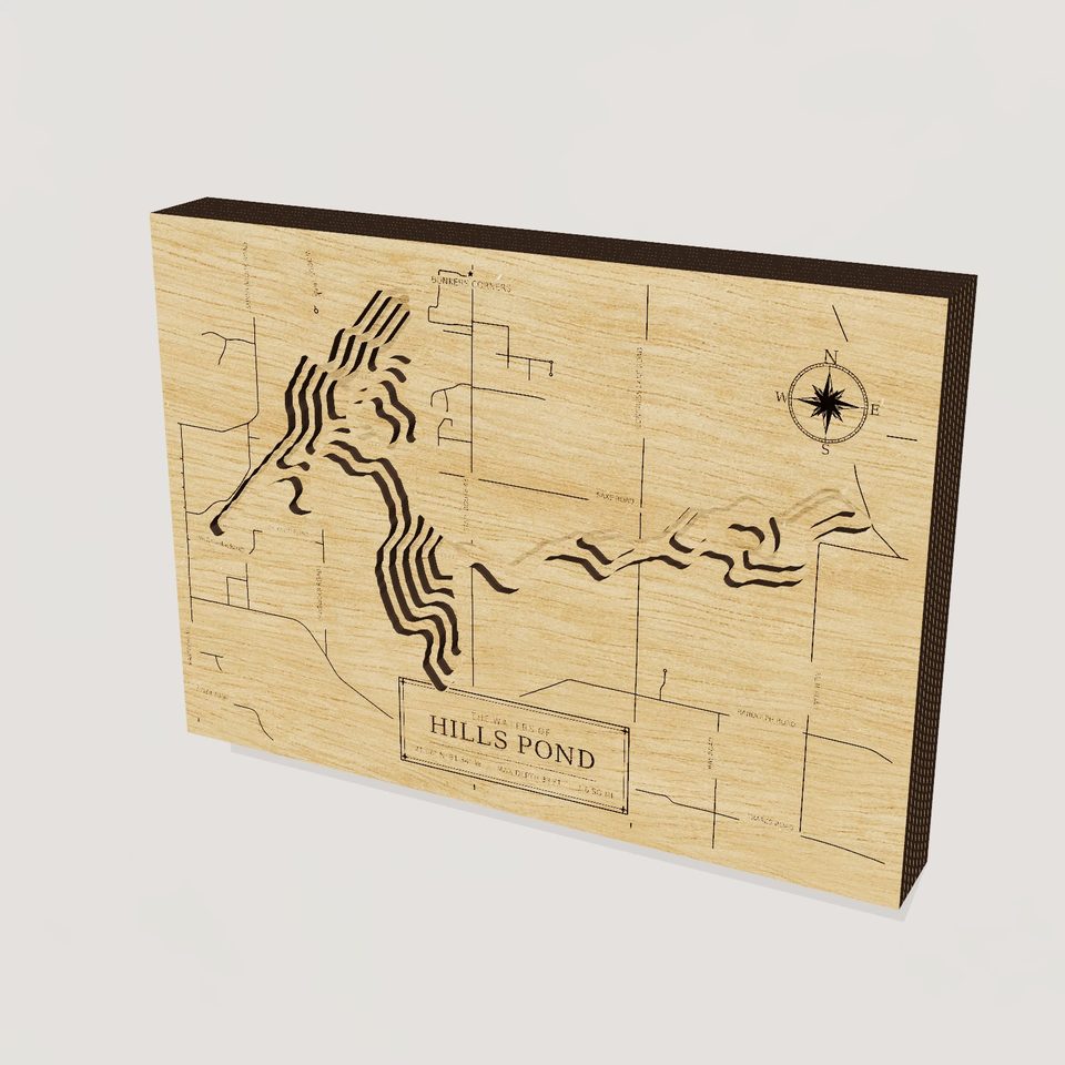 Hills Pond 3D wood map, hero view