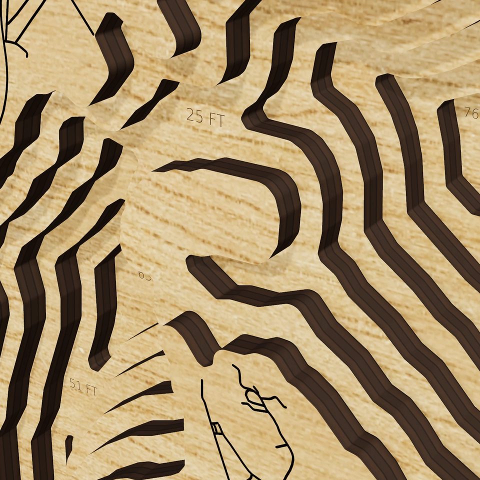 Hinckley Reservoir 3D wood map, detail view