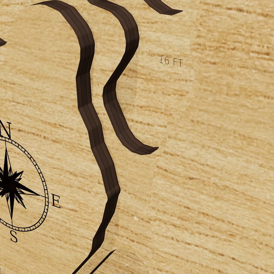 Hitchcock Lake 3D wood map, detail view